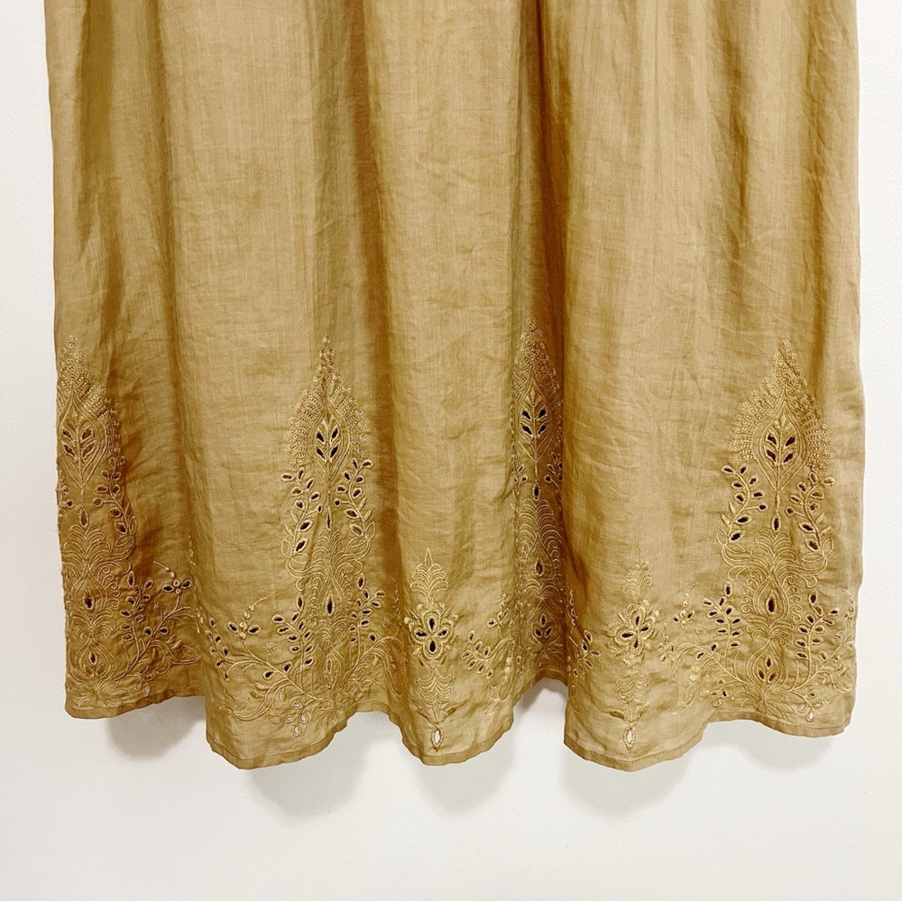 BOGO! Johnny Was Jade Embroidered Eyelet Midi Dress Tan Size Medium - Picture 9 of 10